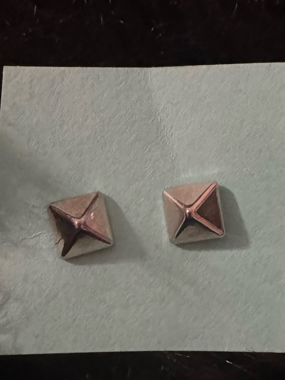 Pyramid Stud Post Earrings - silver